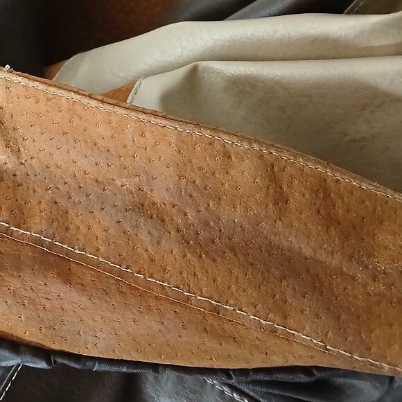 RAVE Vintage Jacket M Patchwork Vegan Faux Leather Lined Button Front - Picture 12 of 13